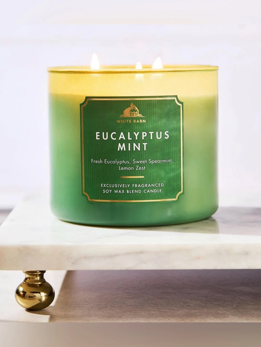 Bath & Body Works White Barn Eucalyptus Mint 3-Wick Candle